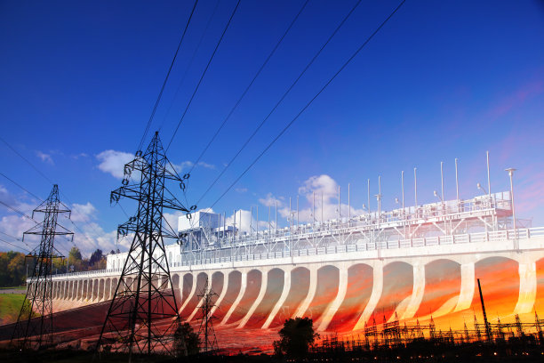 水电大坝照片蒙太奇图片下载