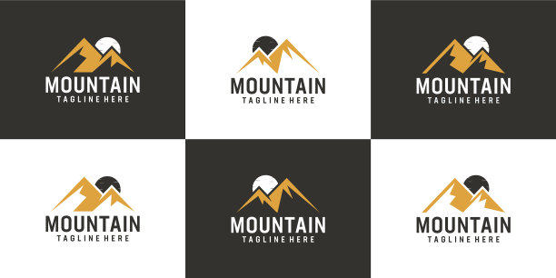 集山和月亮的标志设计集合图片下载