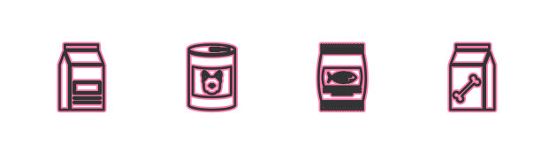 为猫罐头、狗罐头和宠物准备袋装食品图片下载