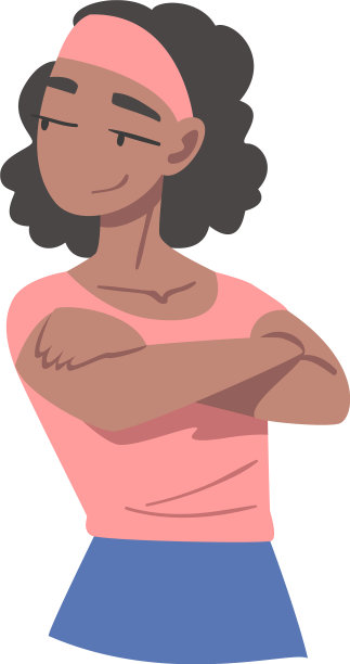 自信的非裔美国女孩双臂交叉图片下载