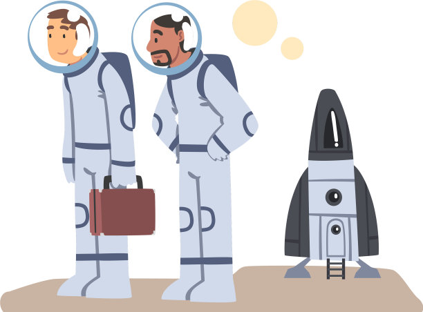 穿着太空服的宇航员在另一个星球着陆图片下载