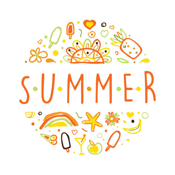 带有节日符号的夏季旗帜模板图片下载