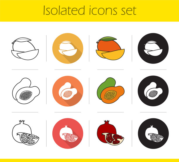 热带水果图标套装图片下载