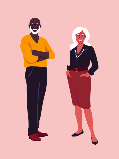 一个上了年纪的女人和一个男人站得很高。图片下载