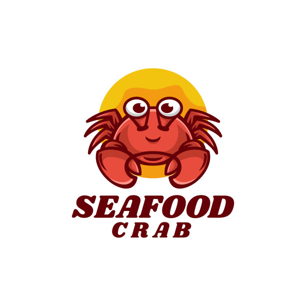 矢量插图海鲜螃蟹简单的吉祥物风格。图片下载