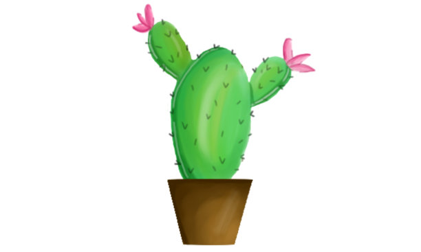 水彩设计与观赏仙人掌植物对象图片下载