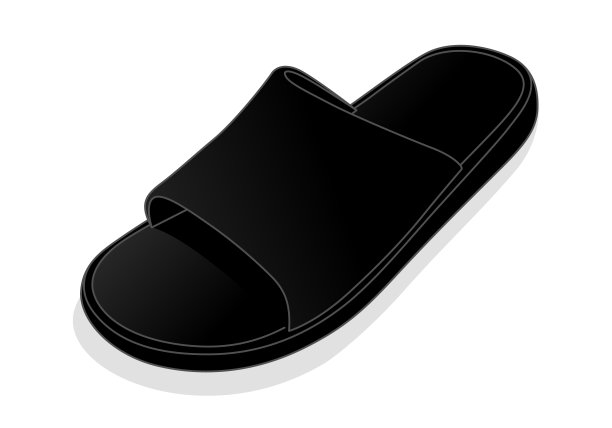 黑色拖鞋鞋在白色背景上的模板向量。图片下载