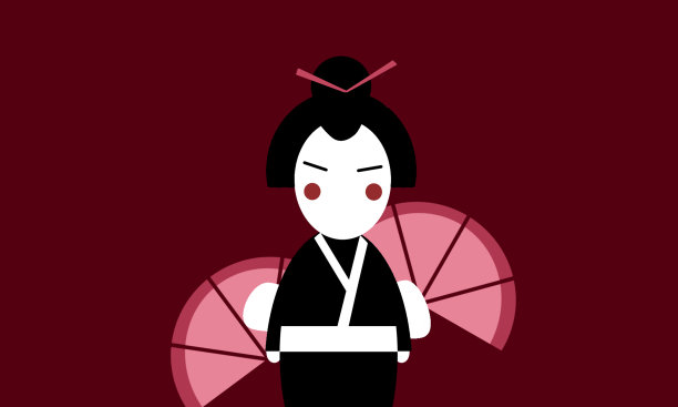 日本艺妓插画设计，具有传统风格图片下载