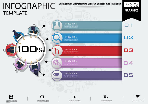 插画业务。设计创意和概念思维。为了成功，计划，思考，搜索，分析，沟通，未来的想法，创新的技术现代。图片下载