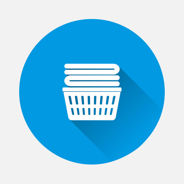 蓝色背景上的洗衣篮图标图片下载