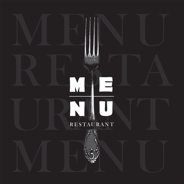 餐厅菜单设计与现实的叉子图片下载