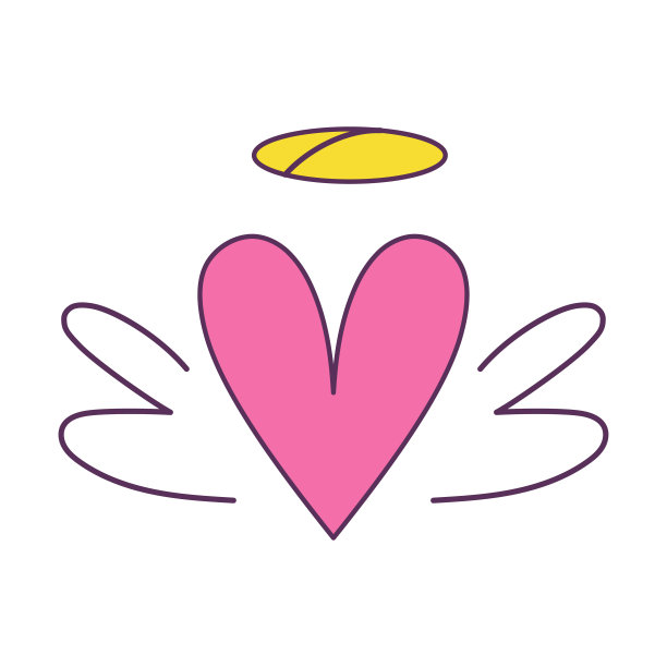一个彩色心形的孤立草图图片下载
