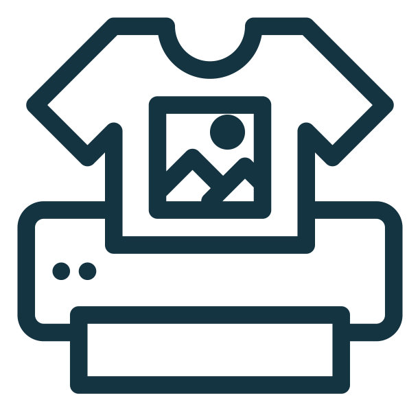 印在t恤图标。按需打印服务图标。图片下载