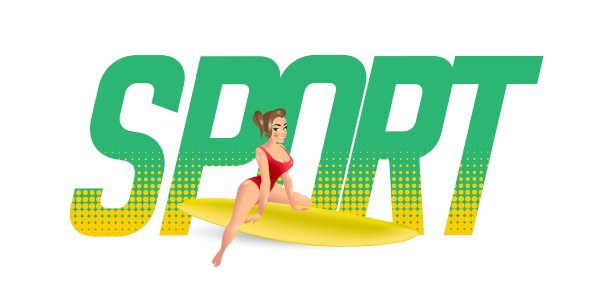 体育创意海报设计。卡通风格的女孩运行在白色的背景。矢量插图。图片下载