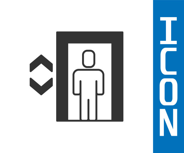 灰色升降机图标孤立在白色背景。电梯的象征。向量图片下载