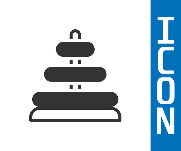 灰色金字塔玩具图标孤立在白色背景。向量图片下载