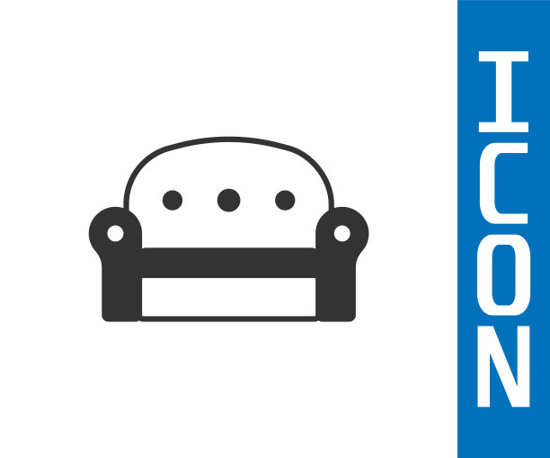 灰色沙发图标孤立在白色背景。向量图片下载