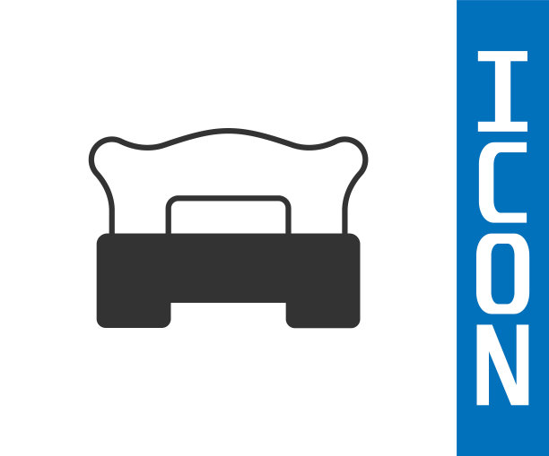 灰色卧室图标孤立在白色背景。婚礼，爱情，婚姻的象征。蜜月收藏中的卧室创意图标。向量图片下载