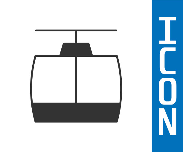 灰色缆车图标孤立在白色背景。缆索的迹象。向量图片下载