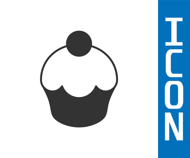 灰色松饼图标孤立在白色背景。向量图片下载