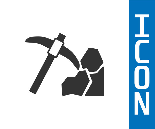 灰色金矿图标孤立在白色背景。向量图片下载