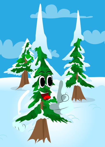 冬天的松树用手指着观众的脸。图片下载