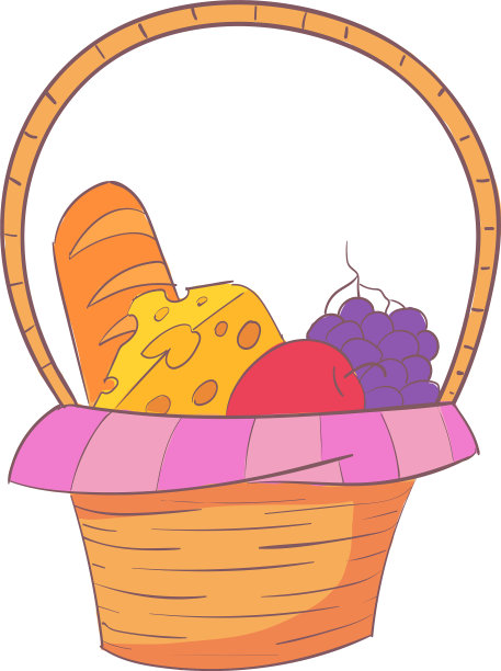 处理野餐篮子图标卡通和扁平的风格图片下载