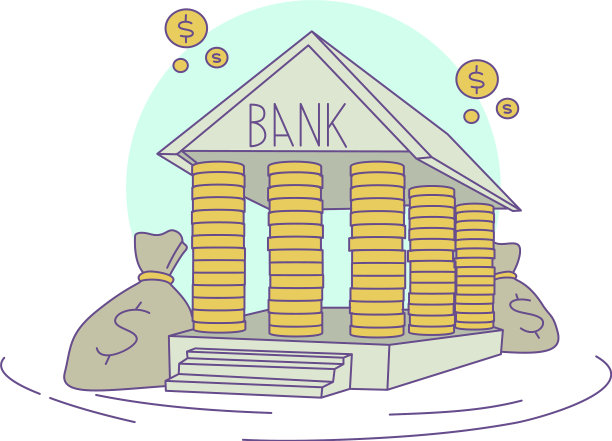 银行薪酬图标卡通扁平风格图片下载