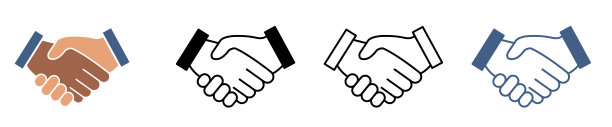 不同风格的商务协议握手图标。黑白握手。商务协议握手或友好的握手线艺术图标的应用程序和网站矢量插图。图片下载