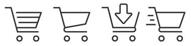 购物车图标集。满的和空的购物车标志商店和销售图标。向量股息黑色购物车图标设置。矢量插图在平坦的栅格图片下载