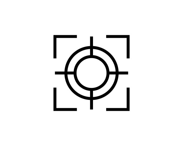 瞄准图标平面孤立在白色背景黑色图片下载