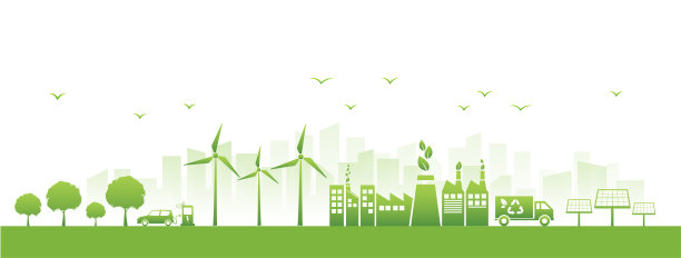 旗帜设计的可持续发展和生态友好的概念，矢量插图图片下载