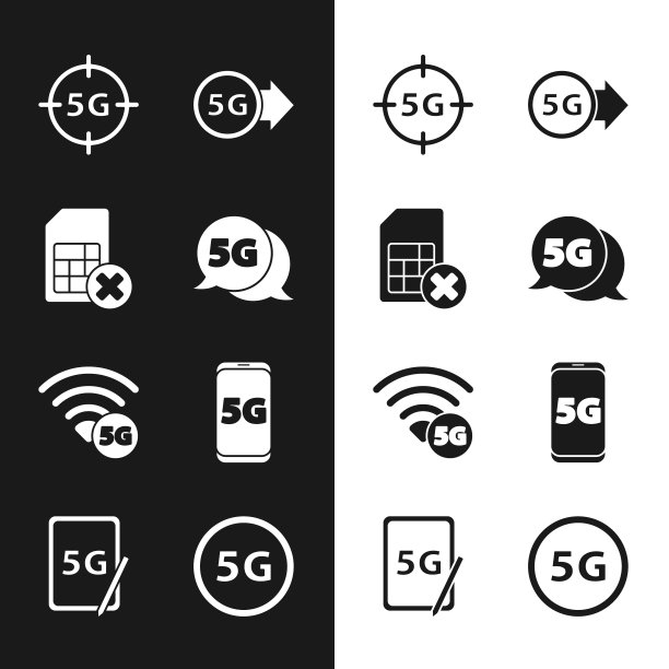 设置5G网络，Sim卡拒绝，移动与，图形平板图标。向量图片下载