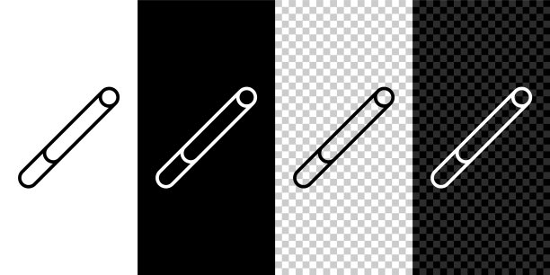 设线香烟图标隔离在黑白、透明的背景上。烟草的迹象。吸烟的象征。向量图片下载