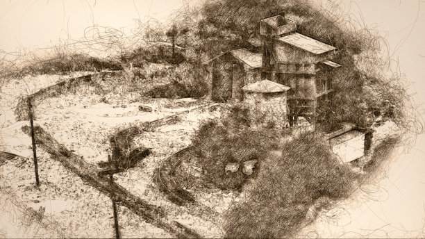 铁路景观和建筑模型草图图片下载