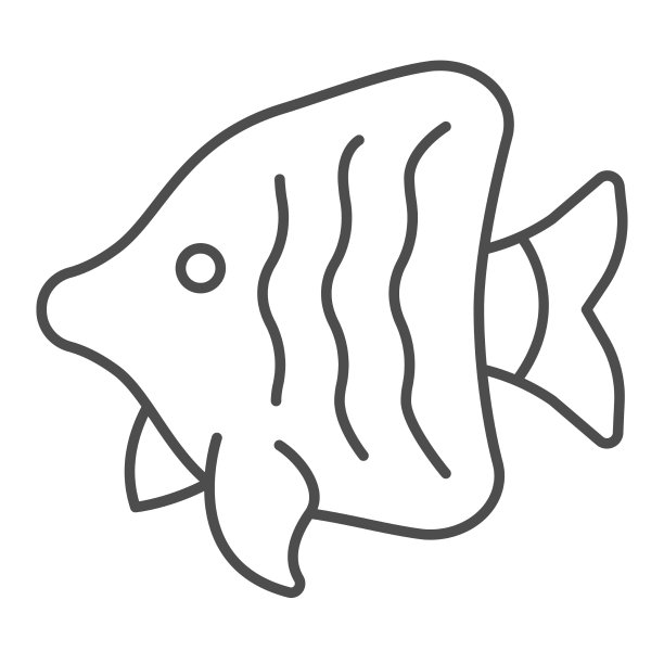 天使鱼细线图标世界野生动物的概念图片下载