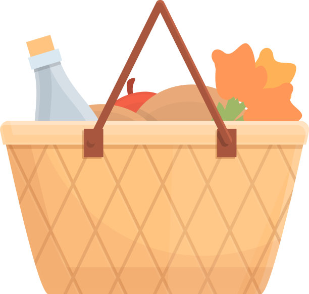 食品篮图标卡通和扁平风格图片下载
