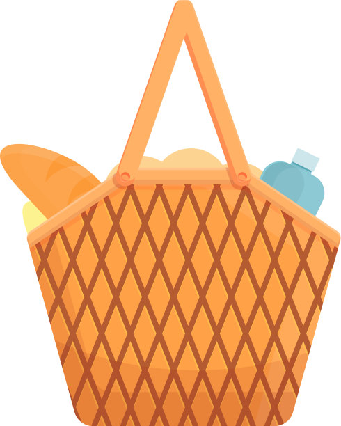 自然野餐篮图标卡通和扁平风格图片下载