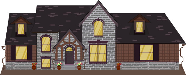 一座孤立的有篱笆的乡村砖房图片下载