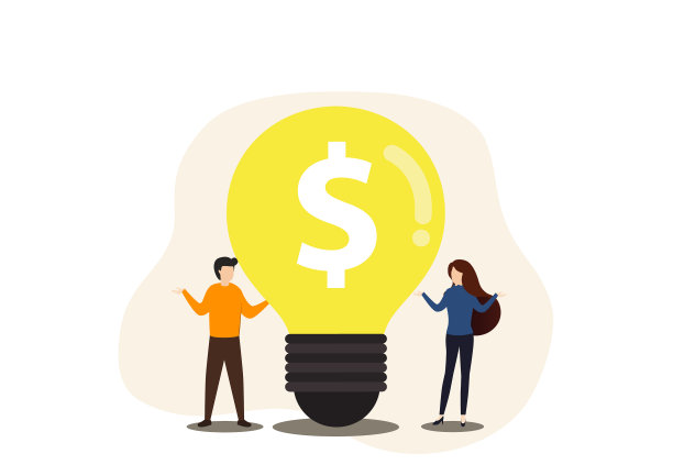 有个灯泡的商人和女商人图片下载