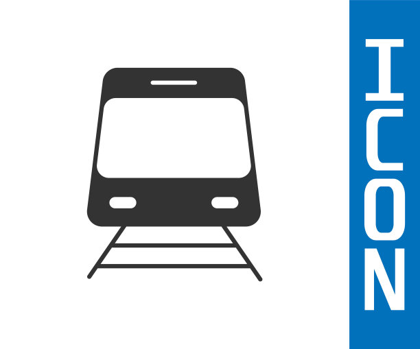 灰色火车和铁路图标孤立在白色背景。公共交通的象征。地铁交通。地铁地下。向量图片下载