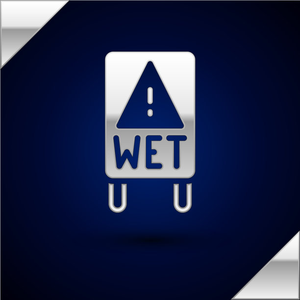 银色的湿地板和清洁过程图标图片下载