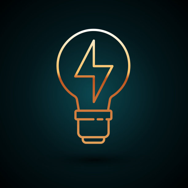 金线灯泡与闪电符号图标图片下载