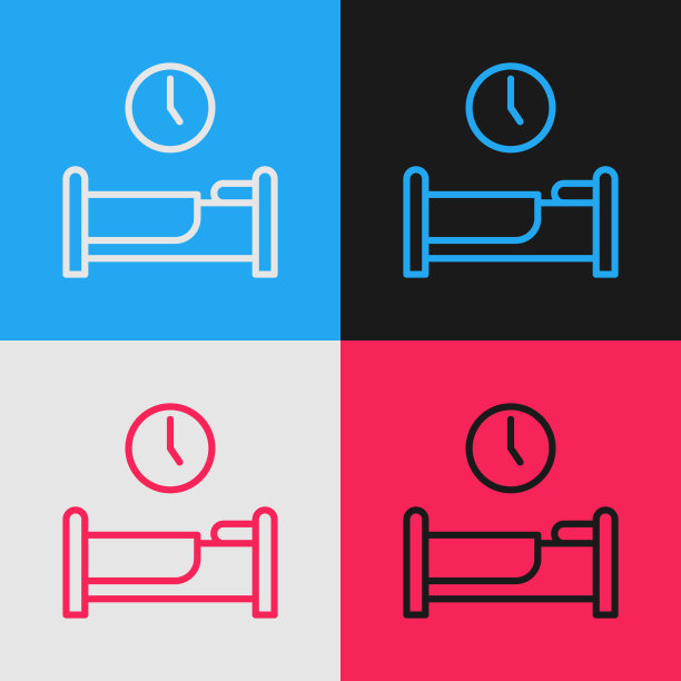 波普艺术线时间睡眠图标孤立的颜色图片下载