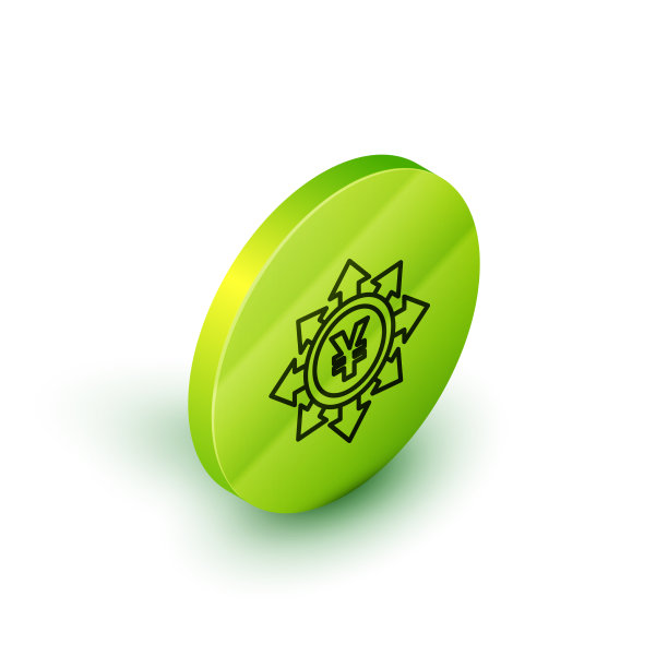 等距线硬币与日元符号图标图片下载