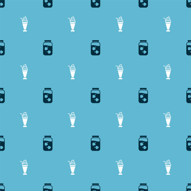 草莓酱罐和奶昔无缝放置图片下载