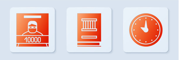 集法律书通缉海报和时钟白色图片下载