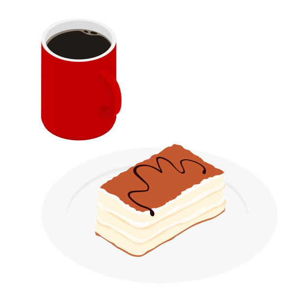 意大利提拉米苏甜点配红咖啡图片下载