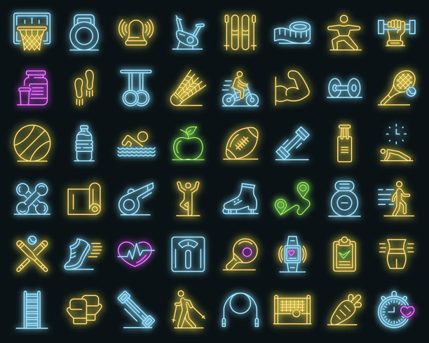 户外健身图标设置霓虹灯图片下载