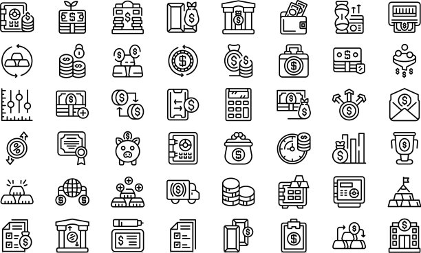 银行储备图标设置大纲风格图片下载